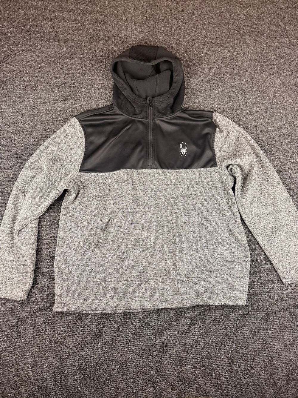 Spyder Men's Racer Half-Zip Pullover Hoodie Gray Black Size XL